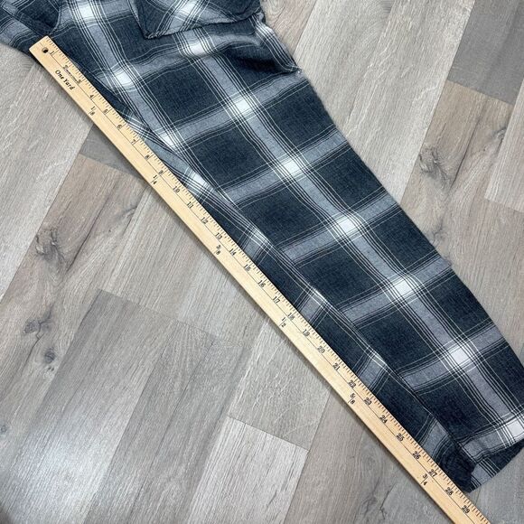 Free People City Slouch Plaid Flannel Utility Pants Grey White 4 - Picture 14 of 15